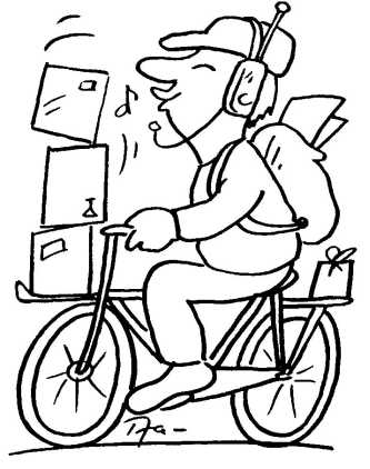 Cykelbud på vej med pakker
